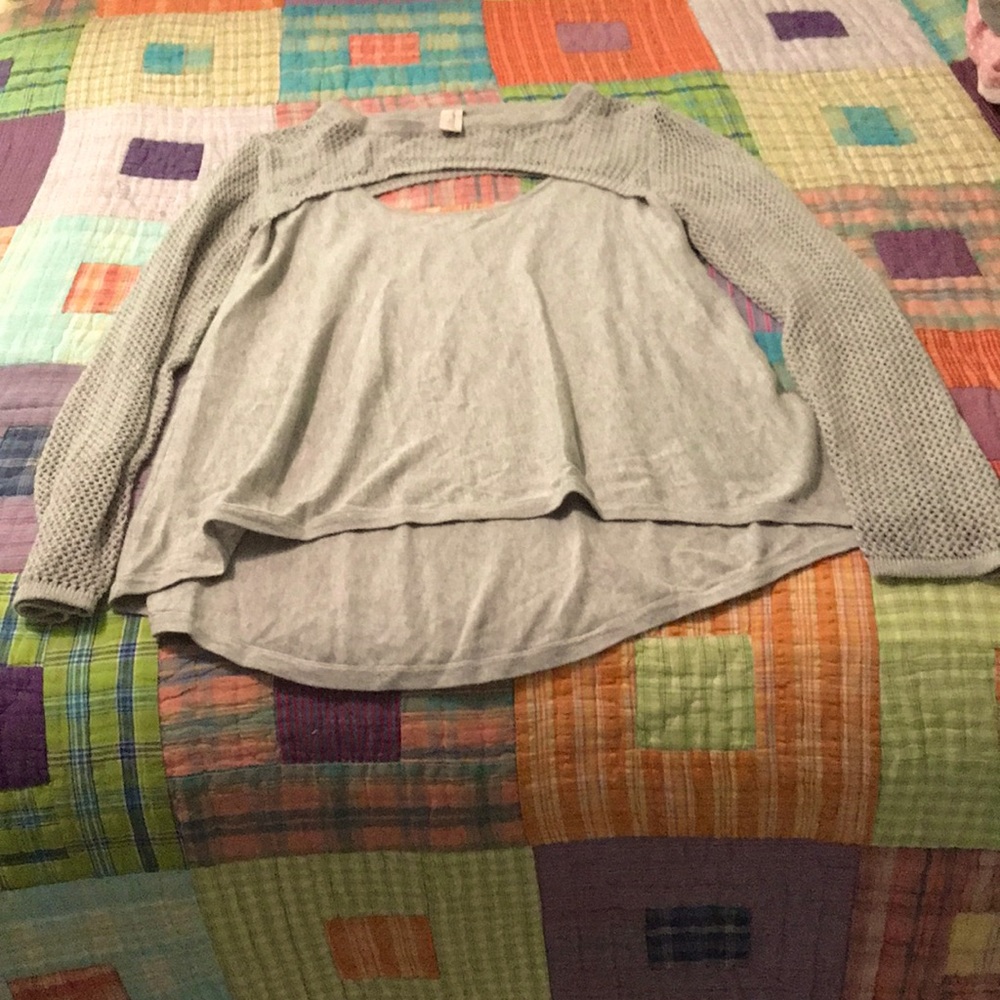 Allison Joy cut out top in grey long sleeve
